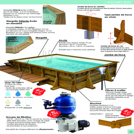 Piscine rectangle BOIS 802x400cm