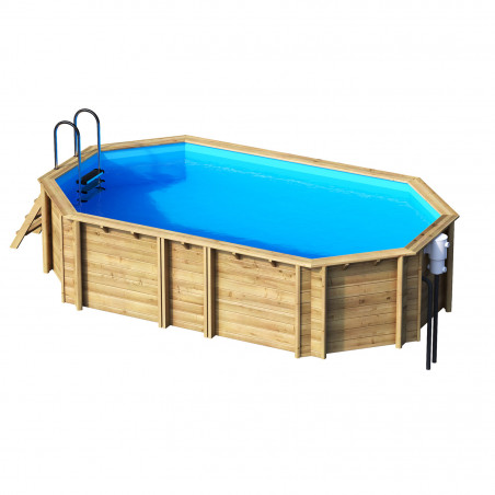 Piscine Bois octo-allongée bois  487x277cm Tropic