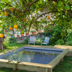 Piscine Bois URBAINE Rectangle couverture automatique 500X200cm