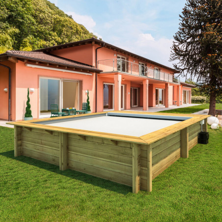 Piscine Bois URBAINE Rectangle couverture automatique 500X200cm