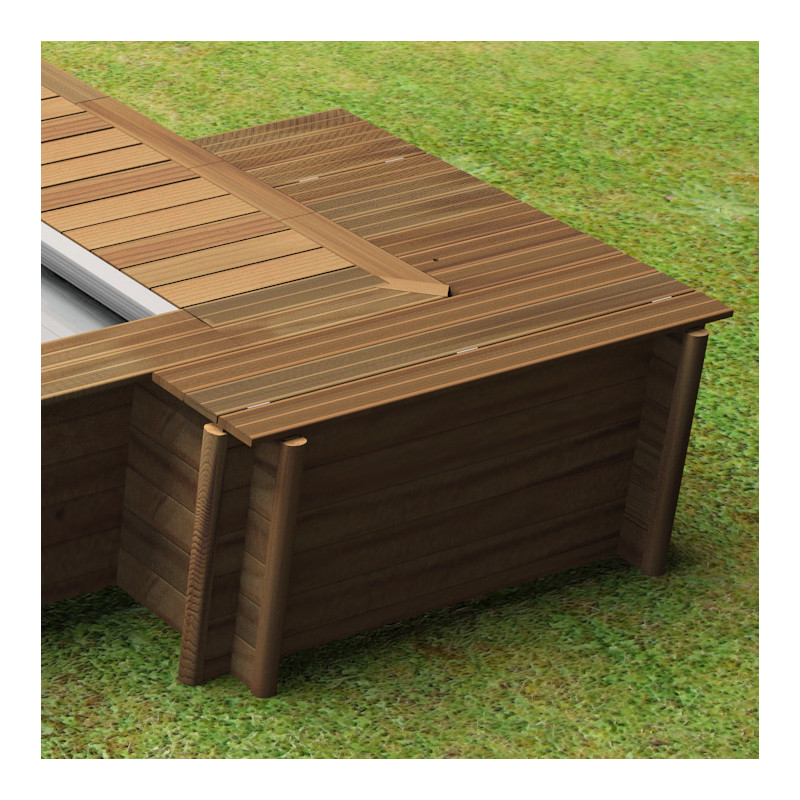 Piscine Bois URBAINE carrée/rectangle couverture automatique 419X353cm