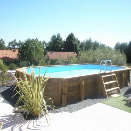 Piscine octo-allongée BOIS 415x300cm