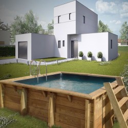Piscine carrée BOIS 200x200cm