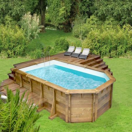 Piscine semi-octo BOIS 480x300cm