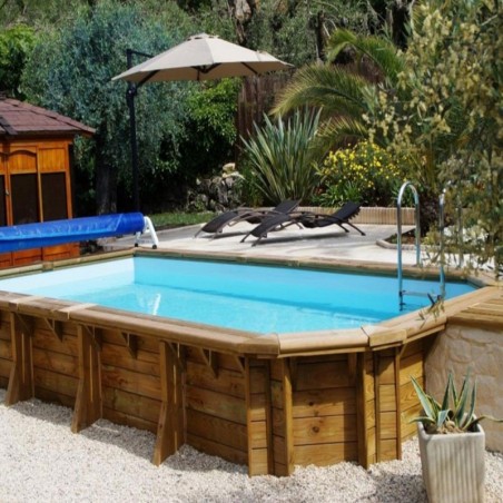 Piscine semi-octo BOIS 669x450cm